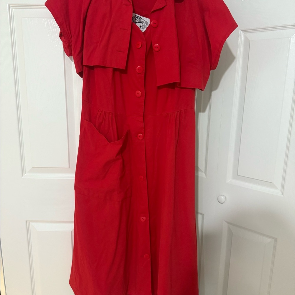 Red Buttoned Sundress with Bolero